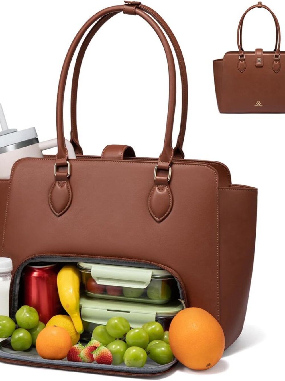2-in-1 Work Bag with Lunch Compartment, Lunch Tote Bag for Women